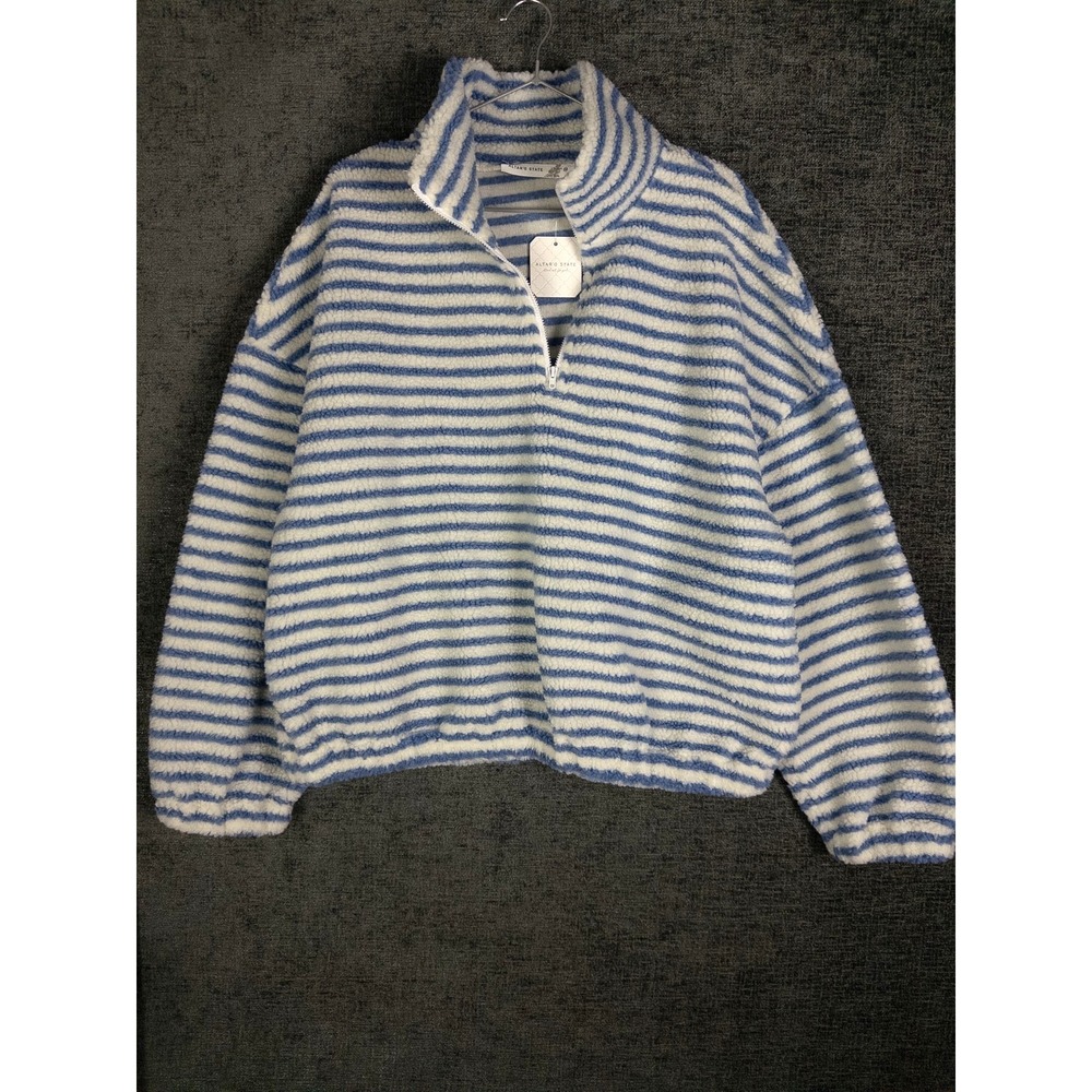 NWT Altar'd State Fleece Sherpa Jacket Womens M Striped Q Zip Pullover